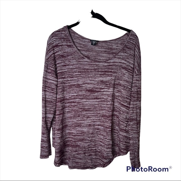 TORRID Purple Marled Stripe Knit 3/4 Sleeve Tee Top Size 0/Large - Picture 4 of 7